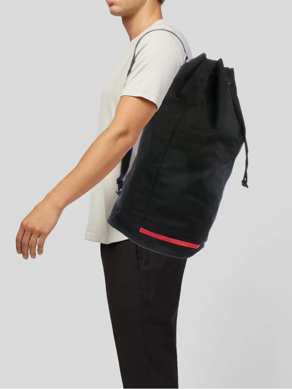 Prada Luna Rossa Extreme Black Drawstring Duffel Sling Bag